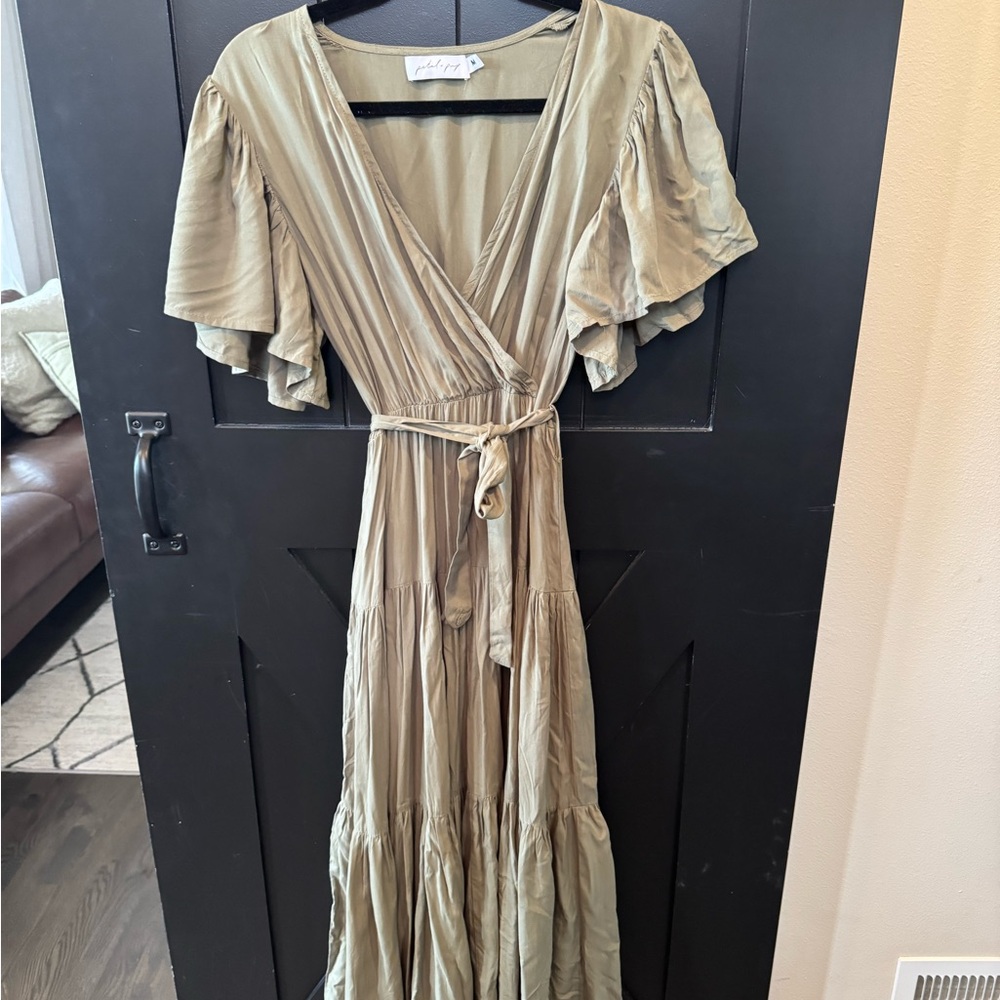 Petal & Pup Olive Green Wrap Maxi Dress